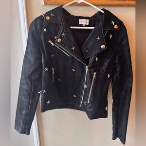 Black Starred Leather Jacket